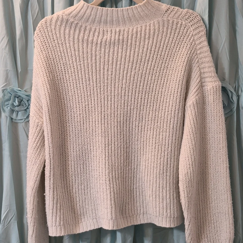 J Crew White Cable Knit Sweater Sz M